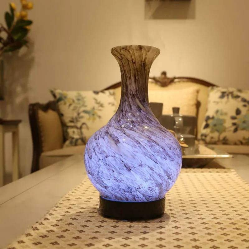 Essential Oil Diffuser Handmade Art Glass Vase Ultrasonic Aroma Diffuser Cool Mist Aromatherapy Humidifier