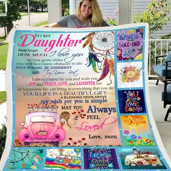 

SOFTBATFY Letters To My Daughter Express Love Stamp Letter Style Blanket Sofa Bedding Support Customization Dropshipping