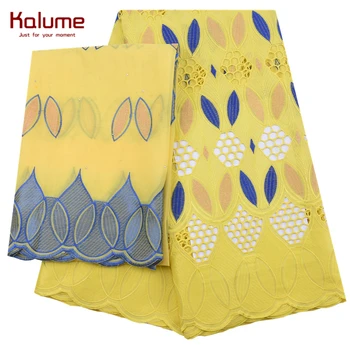 

Kalume Headcloth African Cotton Lace Fabric Punch Hole Nigerian Voile Lace Fabric With Scarf Cotton Laces For Party Sewing F2028