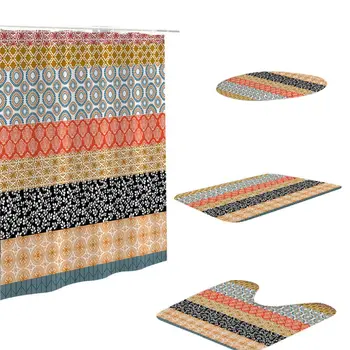 

1SET Bathroom decoration luxury 3D digital printing bohemian shower curtain bathroom