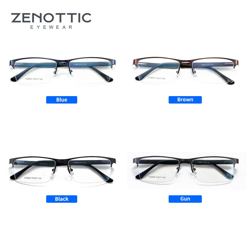 ZENOTTIC Полуободковые оправы для очков из сплава мужчин и женщин компьютерные