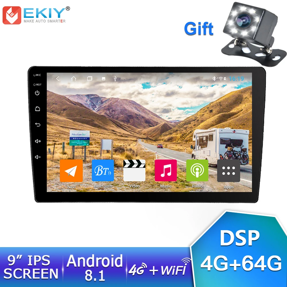 EKIY 9 ''/10,1'' Android 8,1 Универсальный 2 Din 4G+ 64G gps Navi авторадио Автомобильный мультимедийный 4G Wifi стерео радио Видео Аудио BT плеер