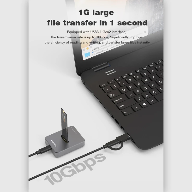 M.2 SSD Enclosure Base for M2 NVME/SATA Dual-protocol 10Gbps USB3.1 hdd enclosure external hard drive housing m2 ssd enclosure