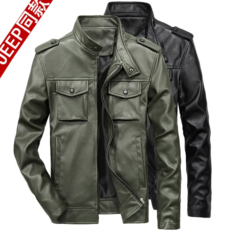 

Multi-pockets Casual Army Workwear Leather Coat Large Size Jacket Men's Fashion
