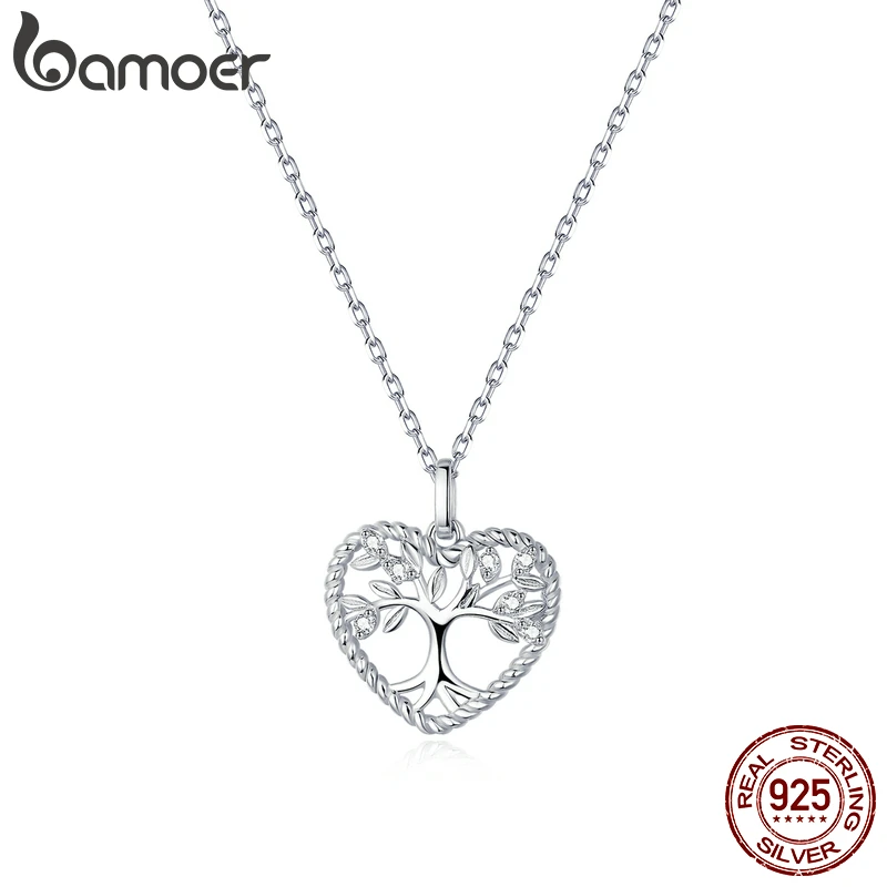 Bamoer Authentic S925 Sterling Silver Charm Love Heart Pendant With Clear Zircon