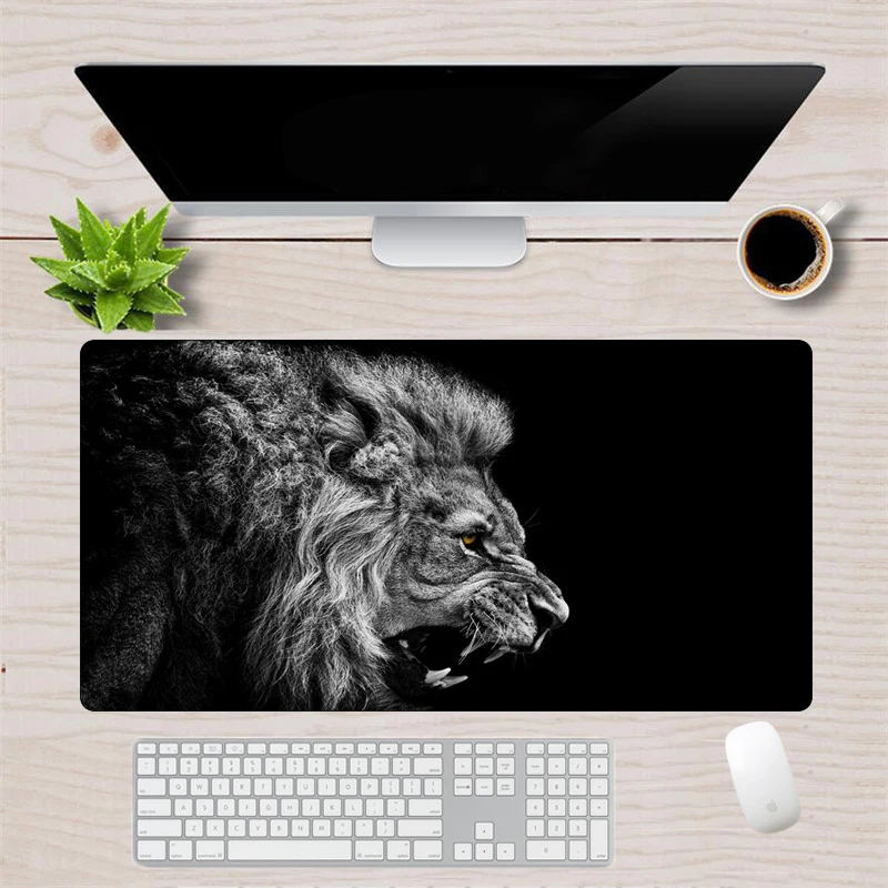 Черно-белый игровой коврик для мыши Grande Roaring Lion компьютерный геймер ноутбук