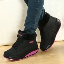 Легкие зимние ботинки для пеших прогулок; женские повседневные ботильоны; Зимние теплые плюшевые полусапожки; женская кожаная обувь на среднем каблуке; непромокаемая обувь