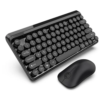 

HXSJ K67 Optical Wireless Keyboard Mouse Set 2.4G Wireless Retro Round Suspension Keycap Keyboard Mouse for Android IOS Laptop