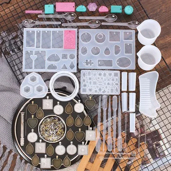 

Resin Jewelry Silicone Molds Tools Set UV Epoxy Resin Moulds Jewelry Making DIY Pendant Star Multi Shaped Mold 128/151pc #F5