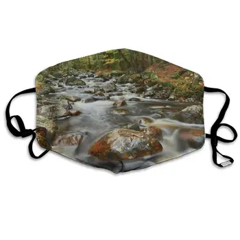 

Mouth Mask Stones and Rivers in The Forest Print Masks - Breathable Adjustable Windproof Mouth-Muffle, Camping Running for Women