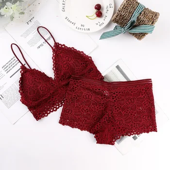 

Sexy Ladies Lace Bottom Bra Set Sexy Padded Underwear Women Deep V Bra Set Female Tube Top