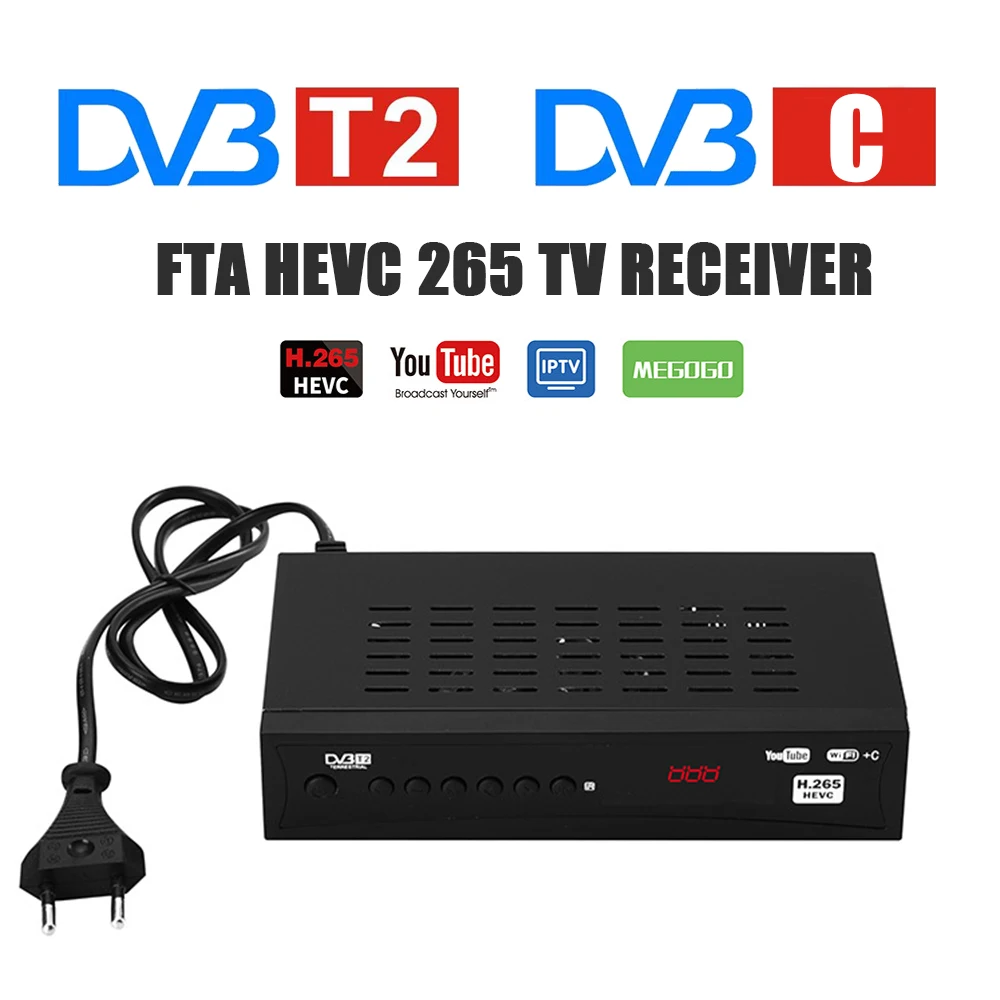 DVB-T2 HEVC 265 цифровой ТВ приемник FTA DVB-C ТВ-тюнер DVB T2 Full HD H.265 DVBT2 телеприставка Youtube IP TV