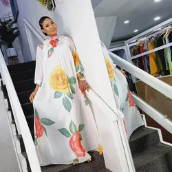 Robe Maxi africaine en mousseline de soie pour femmes, Abaya, dubaï, turquie, Musulman, dernière impression, Kaftan, vêtements islamiques 