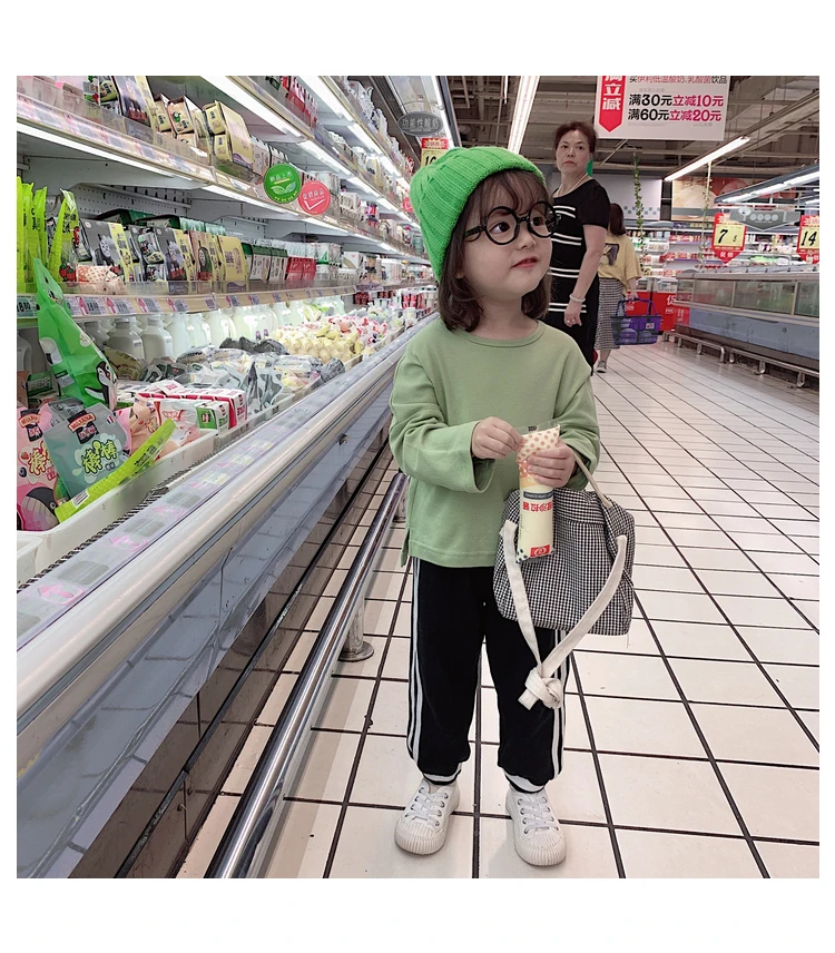 Детская футболка рубашка с длинными рукавами для милых девочек, детские футболки из чистого хлопка г., новая Универсальная рубашка ярких цветов для девочек