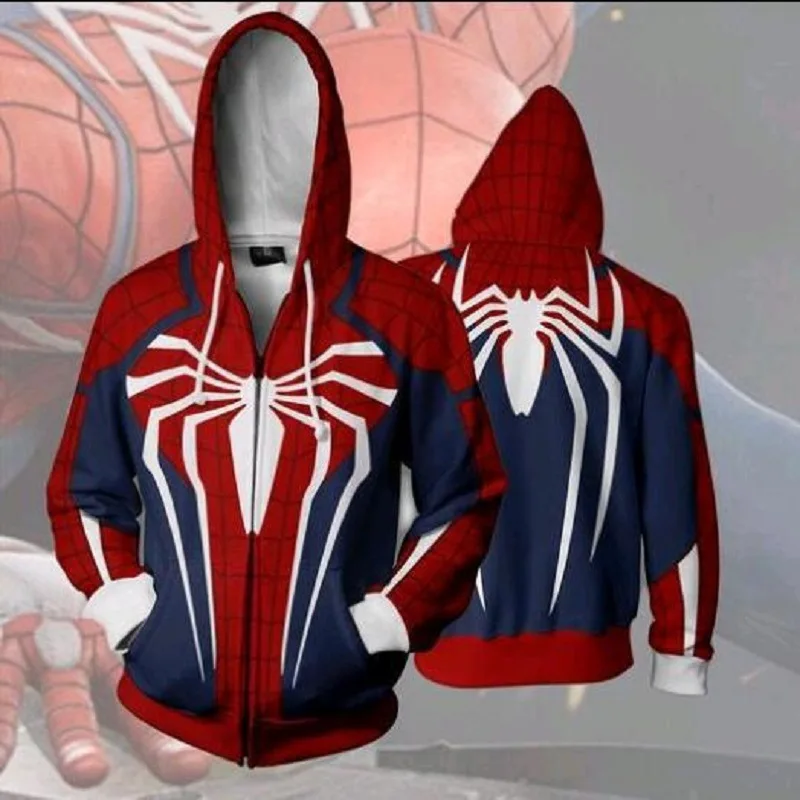 

Spider-Man Iron spider Hoodie Sweatshirts Cosplay Superhero Venom Costumes PS4 Spider-Man 3D printing Zip Hoodies Jackets
