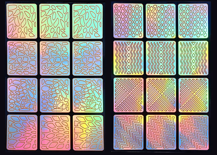 Перекрестная граница наклейки для ногтей симфония лазерные накладные ногти стикер 24-Маникюр Французский Клей Бумага Шаблон моделирования