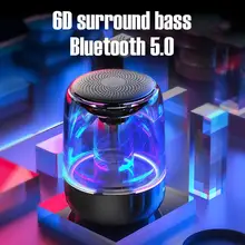 C7 de cristal transparente alto-falante bluetooth atmosfera colorida luz emitindo alto-falante bluetooth tws