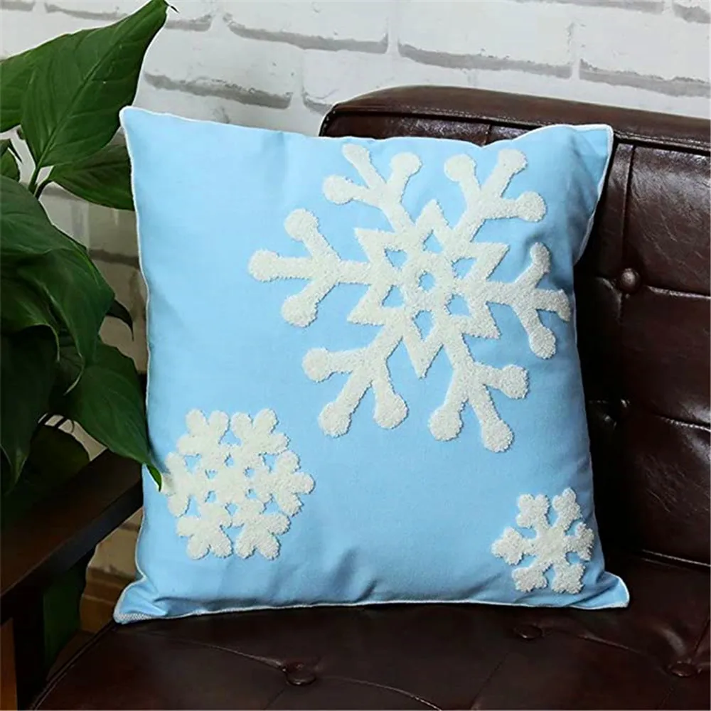 18 дюймов Рождество Снежинка холст хлопок вышивка наволочка без заполнения 45x45 см