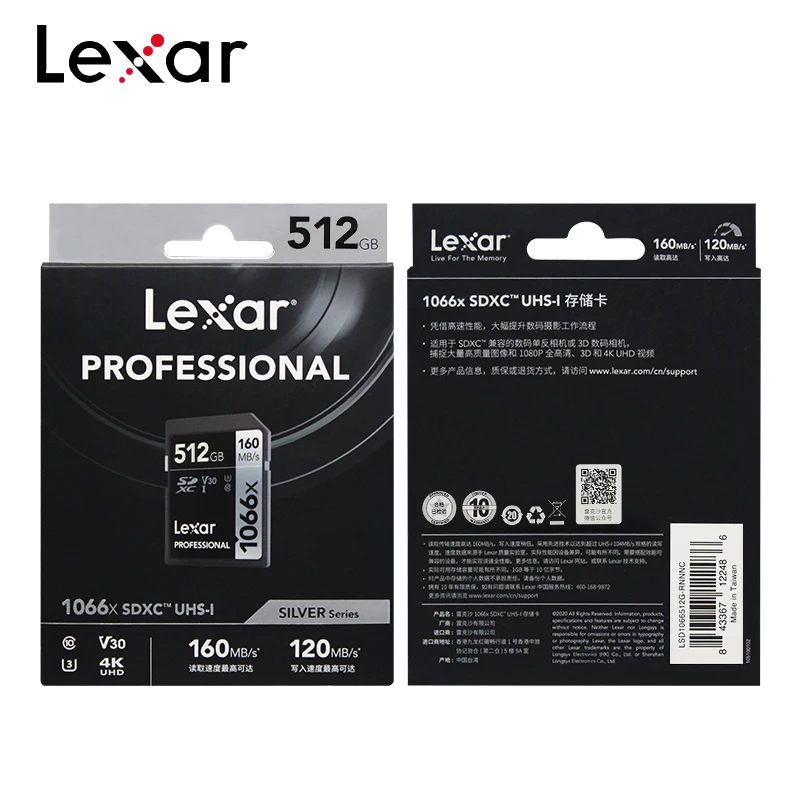 Lexar  ų SD ī, ޸ ī, V30 C10 SDXC ÷ ī, 4K UHD ī޶, 1066x512GB, 1TB