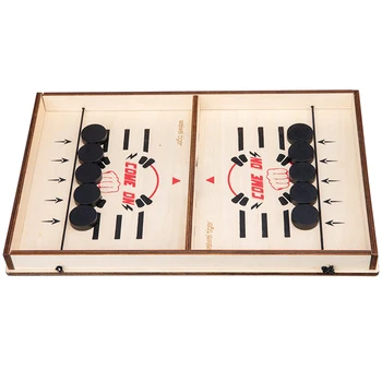 

Elastic Ice Hockey Adult Kids Puck Toy Board Game Interactive Play Family Wooden Rebound Decompression Desktop Battle Shooting