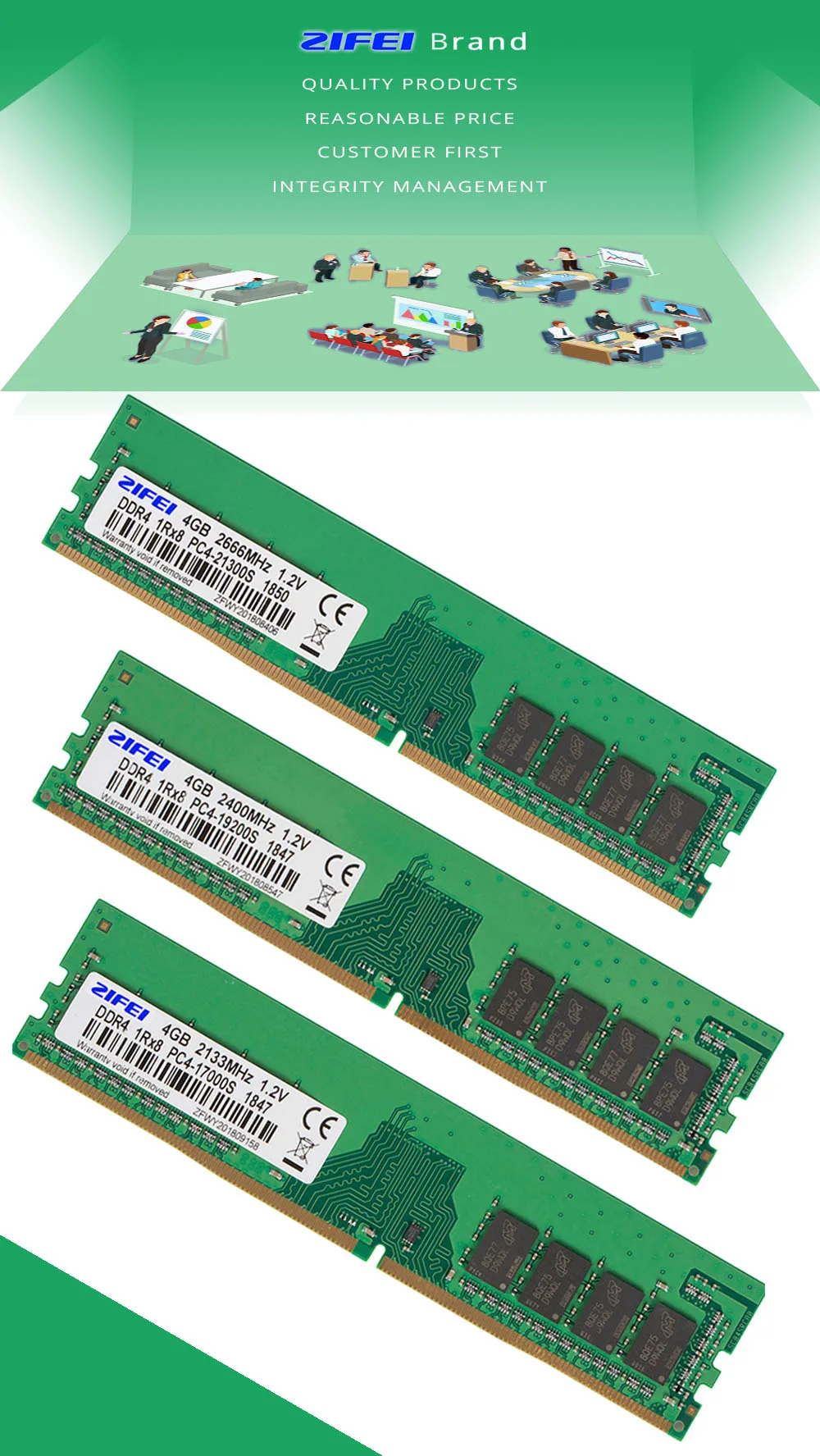 4 ГБ DDR4 Оперативная память 2666/2400/2133 МГц 288PIN 1,2 в DIMM NON-ECC настольных компьютеров Intel/AMD D Оперативная память поддержка двухканальный