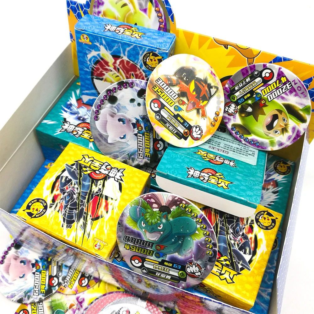 TAKARA TOMY jouets 288 pièces brillant Pokemon cartes rondes Collections Pikachu carte Flash 12 pièces/boîte 24 box/ensemble jeu de société pour enfants cadeau