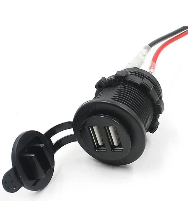 200 шт 12V 24V 2 Dual USB мотоцикл автомобильного прикуривателя разъем зарядное устройство выход адаптера питания Автомобильные аксессуары