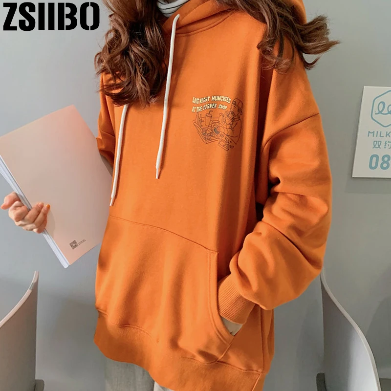 

hoodie Harajuku Print Pullover Loose Women Female Casual Coat sweatshirt hoody clothes streetwear size para tracksuit top