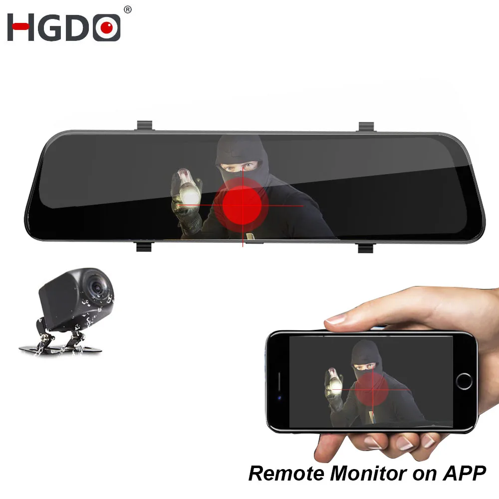 HGDO 12'' 4G ADAS Car DVR Camera Android 8.1 Stream Media Rear View Mirror FHD 1080P WiFi GPS Dash Cam Registrar Video Recorder