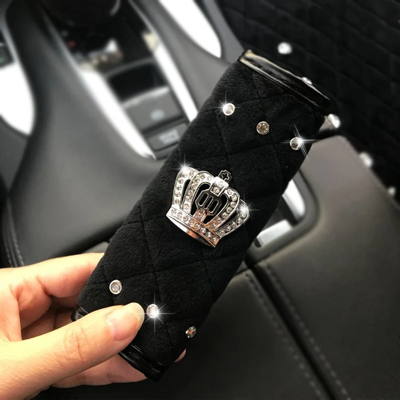 06 Handbrake Grip Алмазные хрустальные подушки в форме короны мягкий теплый бархатный подголовник шеи подушки под талию авто аксессуары для салона - Цвет: 06 Handbrake Grip