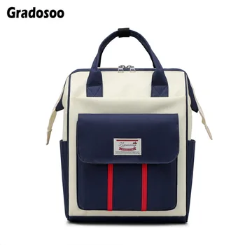 

Gradosoo Panelled Mummy Bag Women Travel Backpack Maternity Nappy Bag Nursing Bag For Baby Accessories Bags Multifunction LBF604