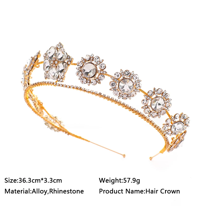 Rhinestone Flower Crown Bridal Tiaras and Crowns Wedding Hair Accessories for Women Hair Jewelry Party Bride Headpiece Gift
