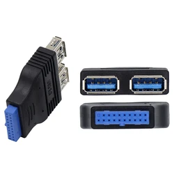 19 Pin or 20 Pin Motherboard To Dual USB 3.0 Type A Female Converter Adaptor 19 Pin Fmale to USB3.0 Dual USB 3.0 Female
