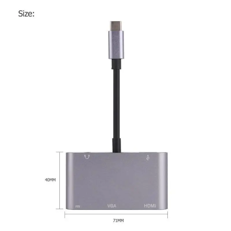 VODOOL 5 в 1 USB C концентратор тип-c к HDMI VGA Аудио USB3.0 PD USB3.1 конвертер Кабель-адаптер для Macbook Pro ноутбук Переключатель