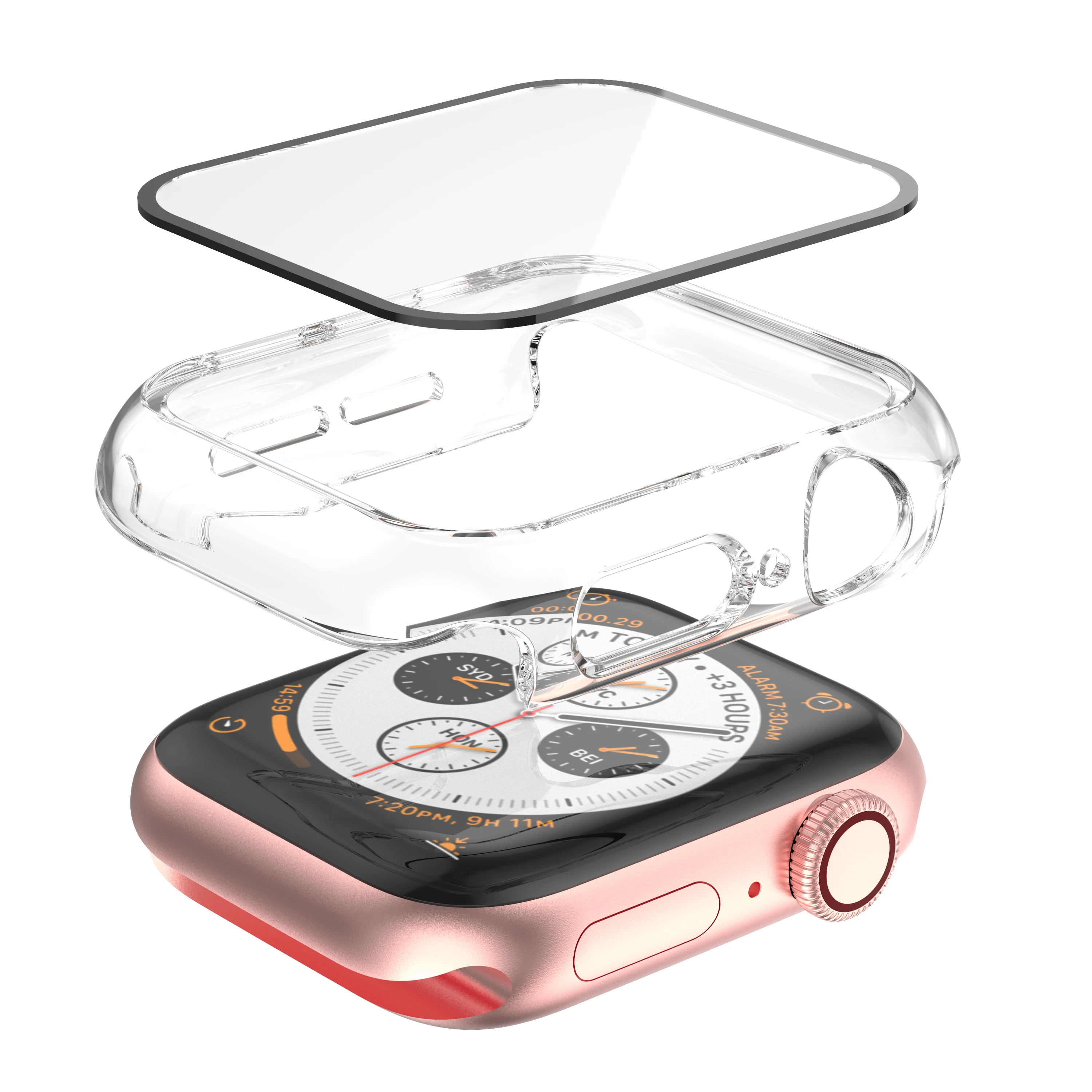 

ANBEST Glass+Case for Apple Watch Series 6 5 4 Case 40mm 44mm Slim PC Case Screen Protector for 6 5 4 44mm