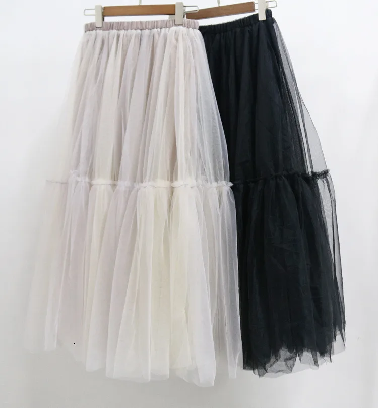 Роскошная женская черная юбка для подиума, модная бальная юбка с эластичной резинкой на талии, сетчатые юбки, женские длинные юбки макси из вуали, Jupe Longue B019