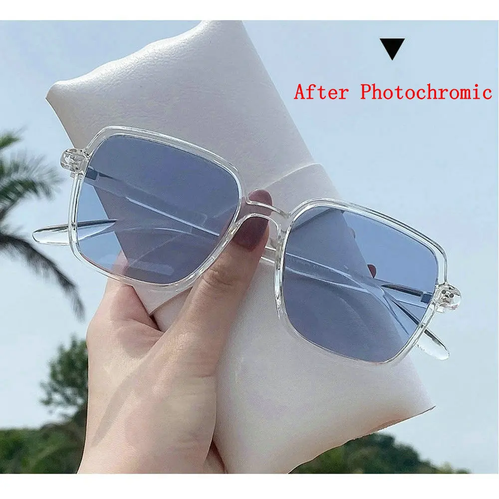 Outdoor Photochromic Finished Myopia Glasses Women Photosensitive