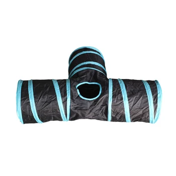 

KAKURI Foldable Pet Cat Tunnel 3 Holes Pet Tube Collapsible Play Toy T-type Indoor Outdoor Kitty Puppy Training Toys Tube