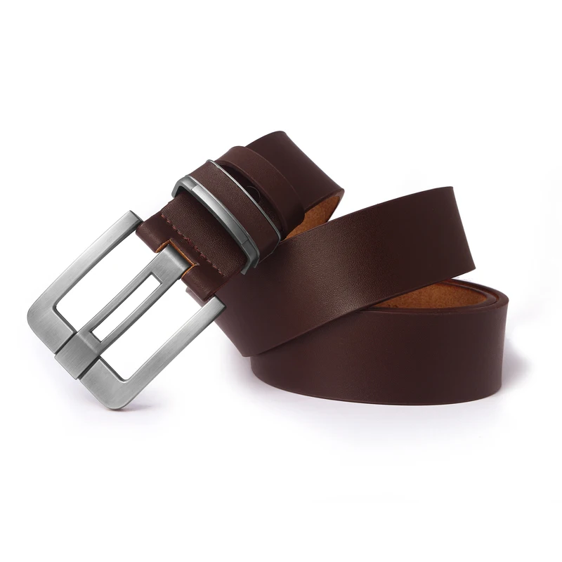 Ремень мужской из натуральной воловьей кожи модный винтажный пояс с пряжкой для