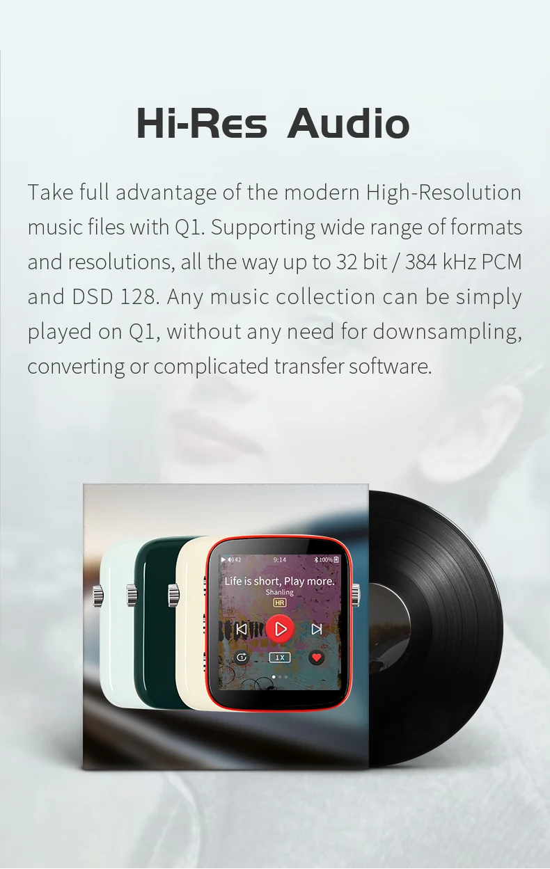 Shanling Q1 Portable Player ES9218P DAC/AMP Two-Way Bluetooth Hi-Res 32Bit/ 384KHZ HiFi Music Player mp3 player online