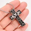 Stainless Steel Vintage Cross Heart  Cremation Ashes Urns Necklace Openable Memorial Keepsake Pendant Jewelry Dropshipping 2