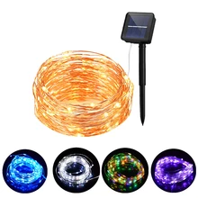 Ousam светодиодный солнечный свет, Открытый медный провод, гирлянда, фея, солнечная лампа для рождества, двора, патио, сада, украшения, водонепроницаемый