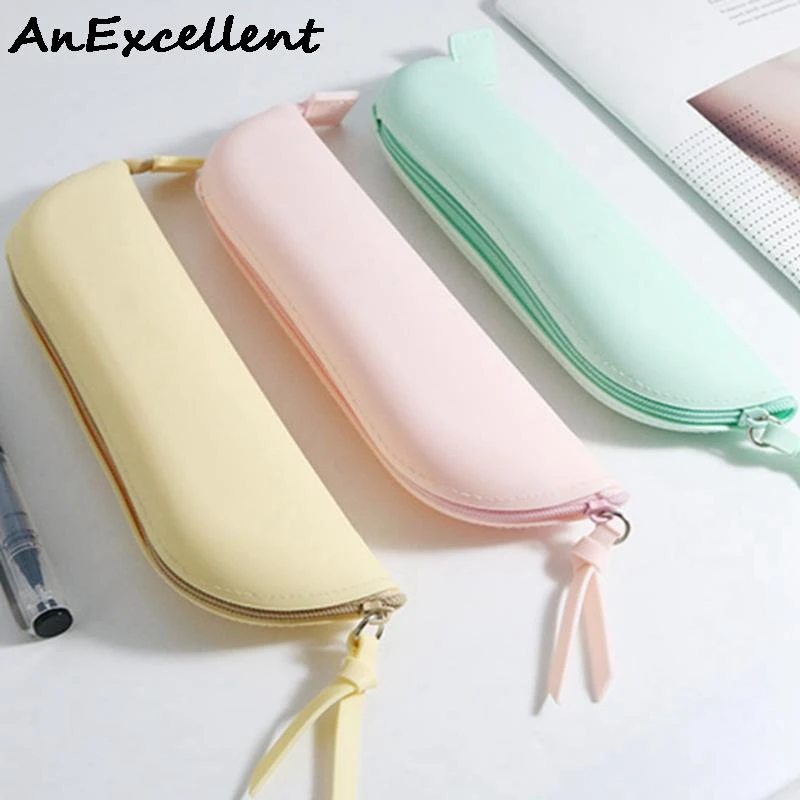 Estuche para lápices de dibujos animados, estuche para lápices silicona portátil, bolsillo para cosméticos, de papelería escolar para regalo|Bolsas para lápices| - AliExpress