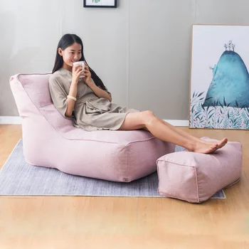 

Washable Lazy Sofa Cover Lounger Seat Home Solid Bedroom Soft Protective Living Room Pouf Pedal Slipcover Bean Bag All Seasons