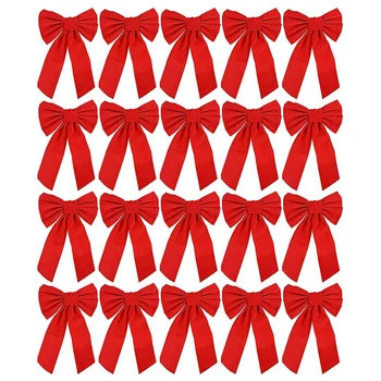 

20 Pcs Red Velvet Christmas Bow 7.5 Inch, Holiday Decoration Christmas Bows