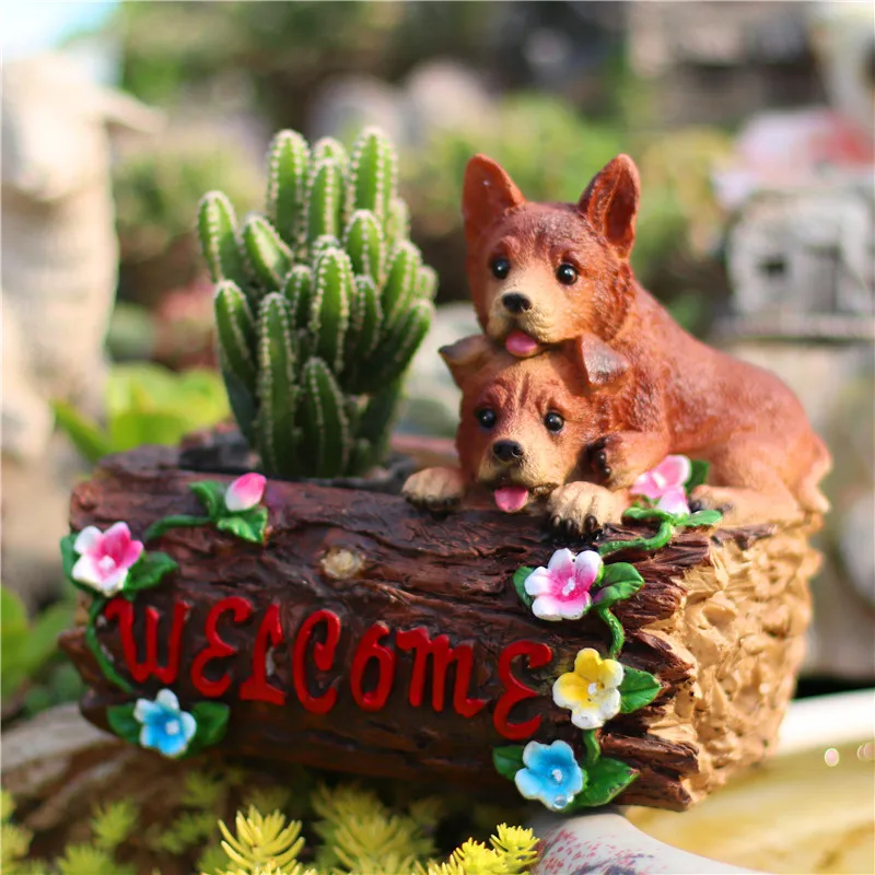 

Pastoral Garden Figurines Crafts Simulation Animal Frog Cat Home Balcony Courtyard Resin Flower Pot Ornaments Outdoor Decoration
