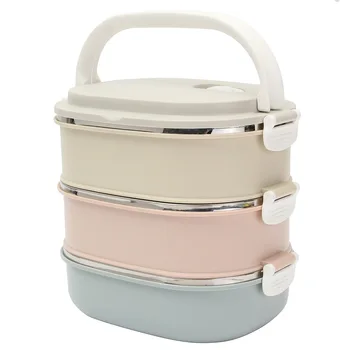 

800ML Healthy Material Lunch Box 3 Layer Stainless Steel Bento Boxes Microwave Dinnerware Food Storage Container Lunchbox