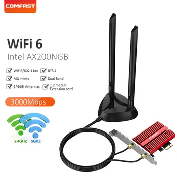 

WIFI 6 bluetooth 5.1 wifi pcie adapter wireless wifi card fo pc desktop dual band 802.11ax AX200 antenna lan networks card