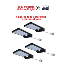 2/4pcs 48 LEDs Solar Light PIR Motion Sensor Outdoor Solar Lamp Waterproof Wall Street Garden light Emergency Security Night Lig