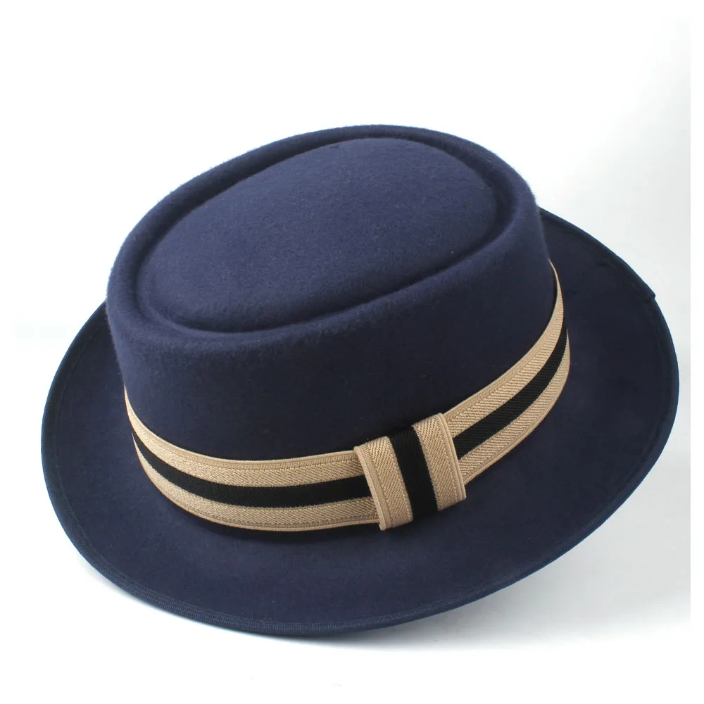 Fashion Men Women Pork Pie Hat Party Hat For Lady Fedora Hat For Gentleman Outdoor Flat Fedora Jazz Hat Size 58CM